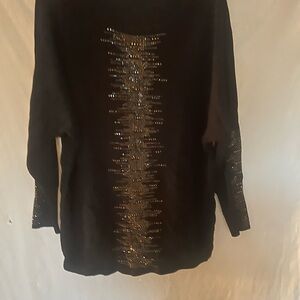 Chico's Black Top with Gold Stud Accents Size XXL(4)
